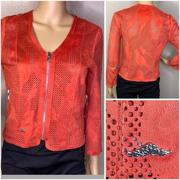 Urbancode Zipper Jacket With Bird Design on Back Orange US Size 4 UK Size 8 - Picture 1 of 16